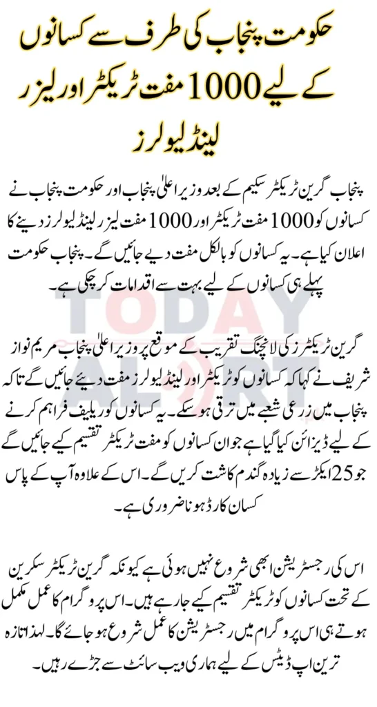 1000 Free Tractors and Laser Land Levelers For Farmers By Govt of Punjab