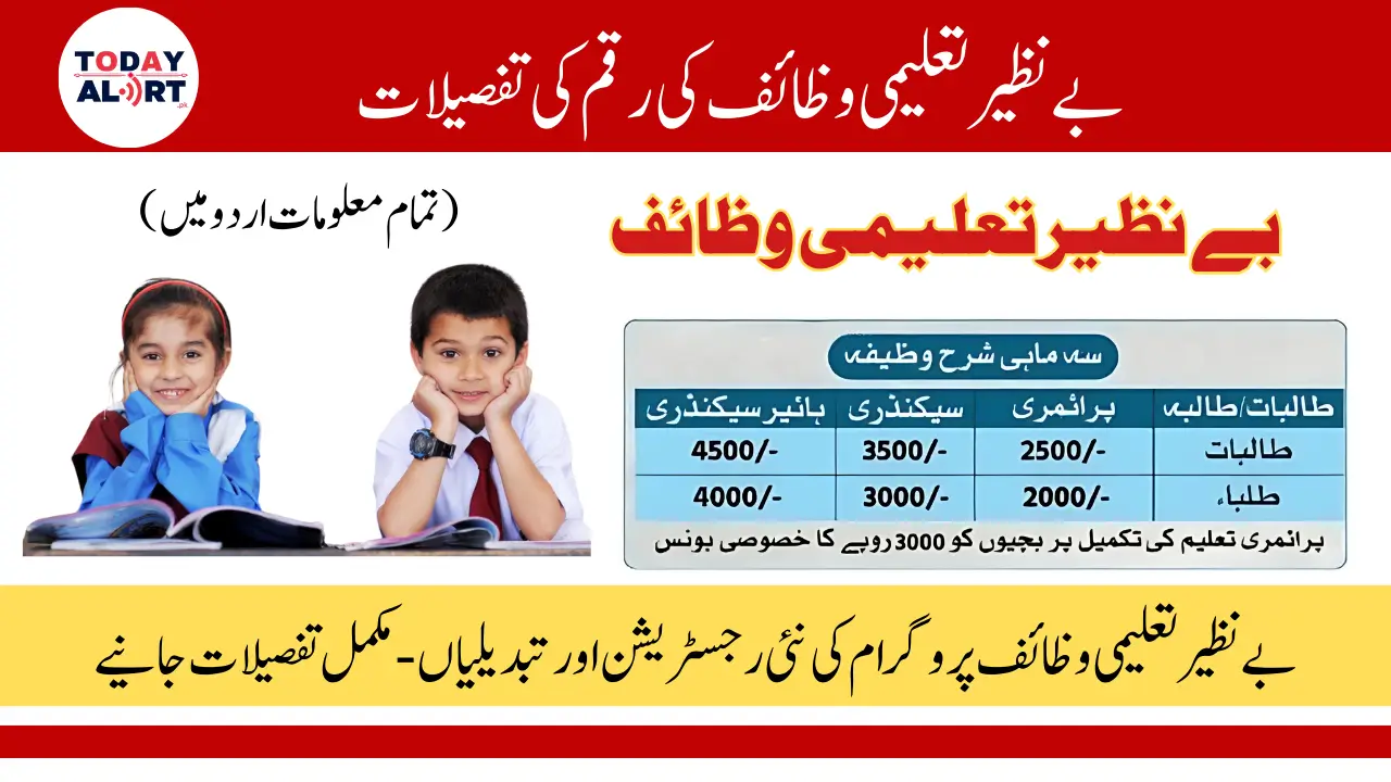 Benazir Taleemi Wazaif Payment Details Educational Level Wise